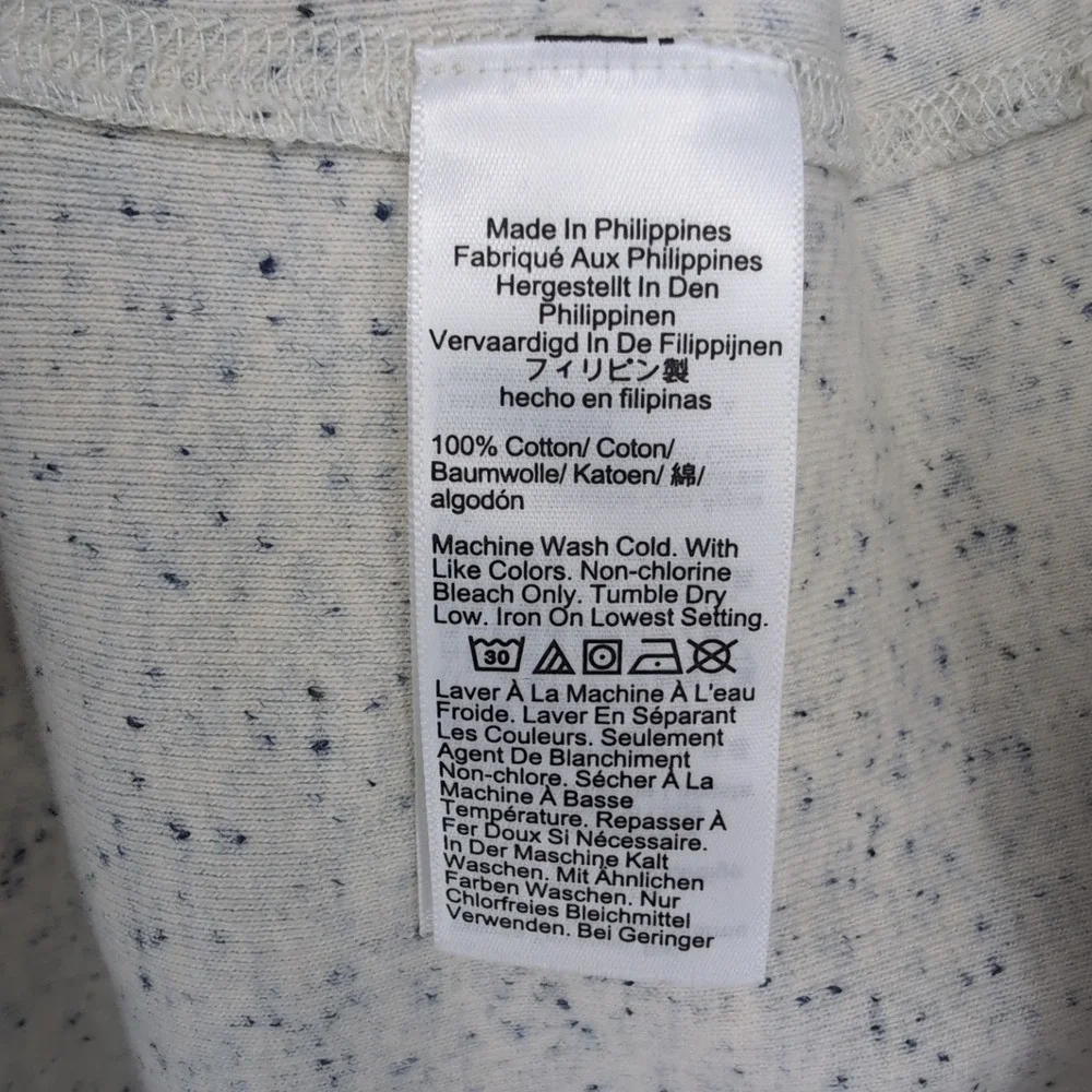J Crew Henley Shirt Cream Blue Speckled Long Sleeve Mens XL